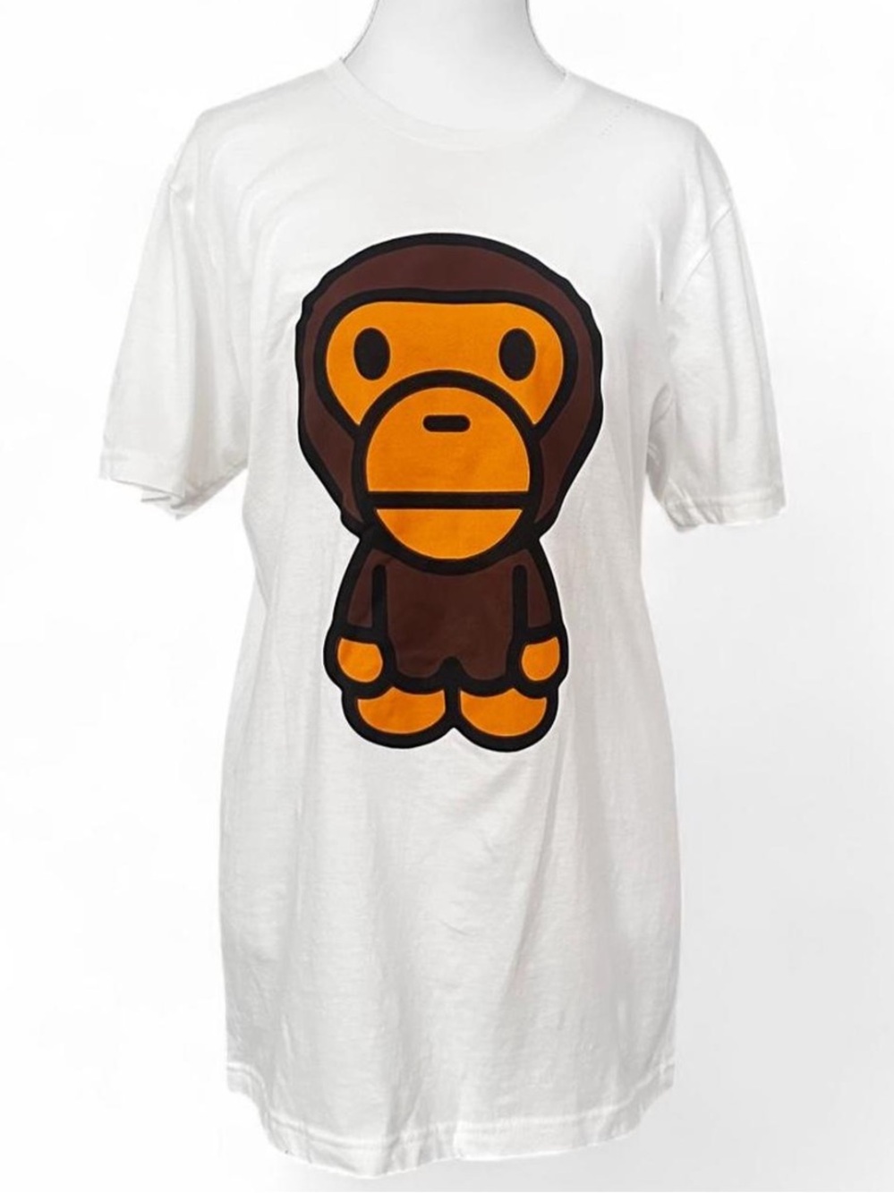 Ape White Short-Sleeve Tee with Brown & Orange Graphic